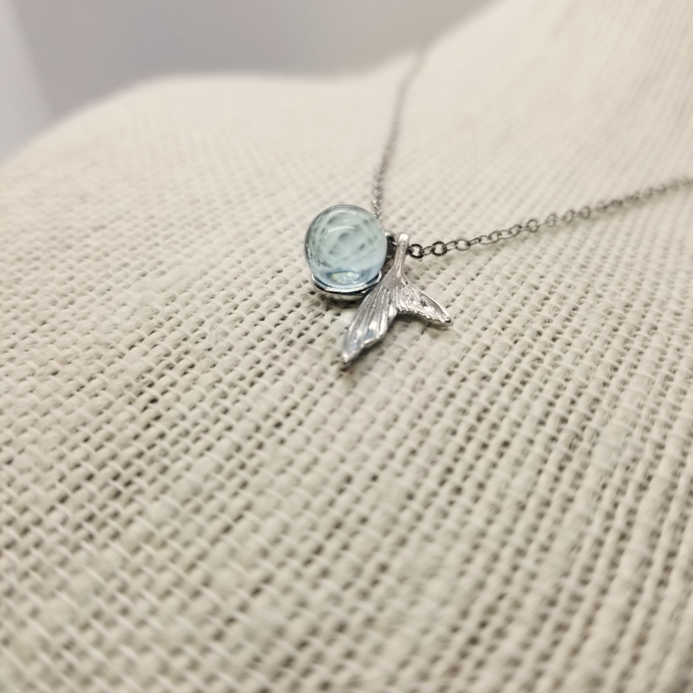 Blue sphere mermaid tail necklace